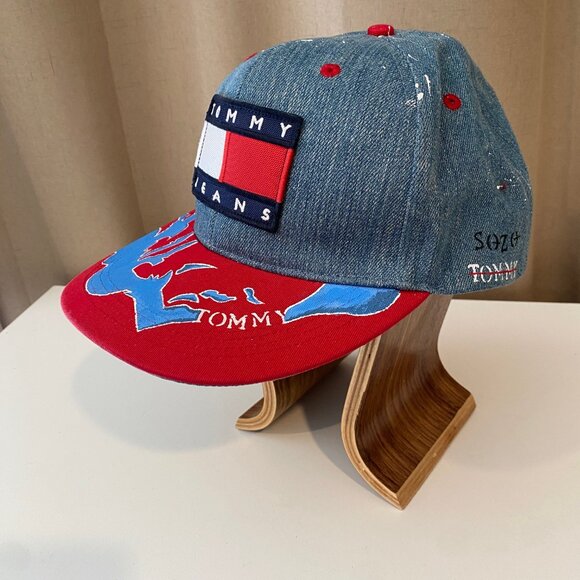 Vintage Tommy Hilfiger Jeans 90s Hat DIY Artistic Design One of a Kind Cap - Picture 3 of 8